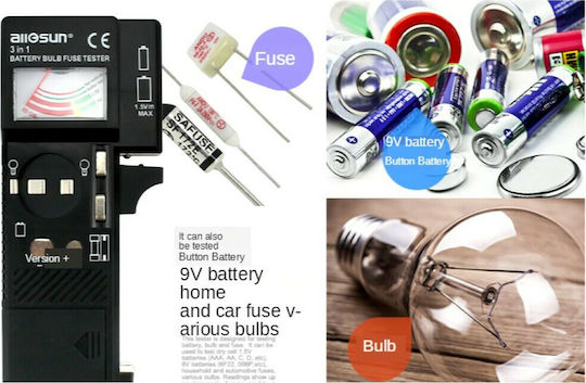 All-Sun 8939999002663 Αναλογικό Battery Tester με Πτυσσόμενη Υποδοχή & Λαμπτήρων BT6