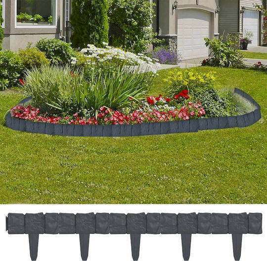 vidaXL Plastic Garden Border in Gray Color 9.5x25cm