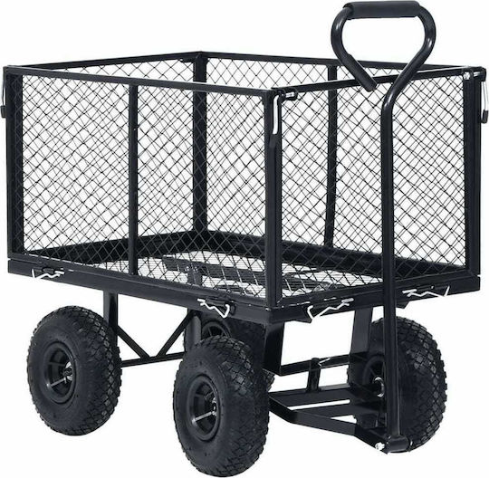 Garden Cart Towable Black 350kg Trailer Garden Cart Four-wheel with Maximum Load Weight 350kg 84x84cm.