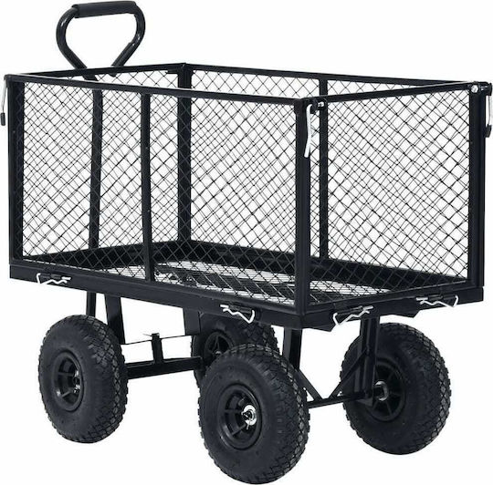 Garden Cart Towable Black 350kg Trailer Garden Cart Four-wheel with Maximum Load Weight 350kg 84x84cm.