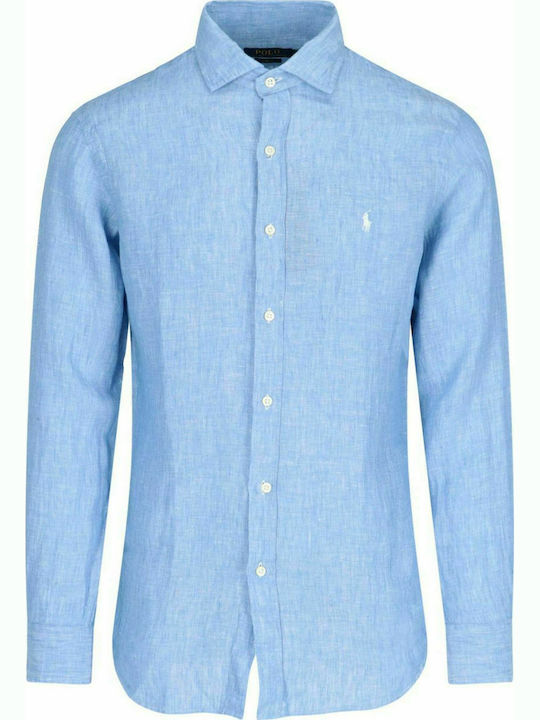 Ralph Lauren Men's Shirt Long Sleeve Linen Light Blue