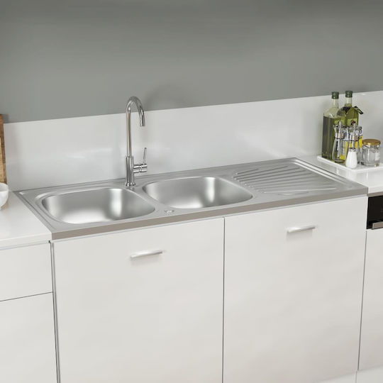 vidaXL Ένθετος Νεροχύτης Inox Μ120xΠ60cm Ασημί