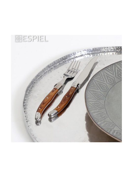 Espiel Διακοσμητικός Δίσκος Aluminium Servierplatte aus Aluminium gehämmert 23x23x1,5cm Rund 23x23x1.5cm 4Stück