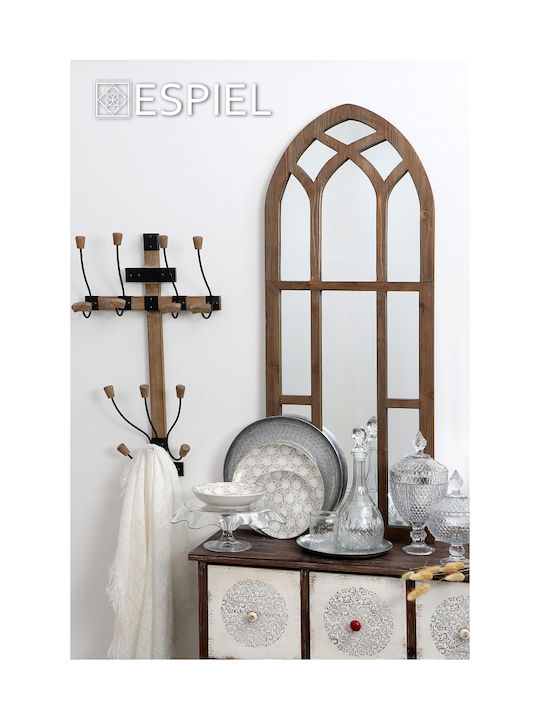 Espiel Κρεμάστρα Τοίχου Ξύλινη 6 Θέσεων Καφέ 80x16x80cm