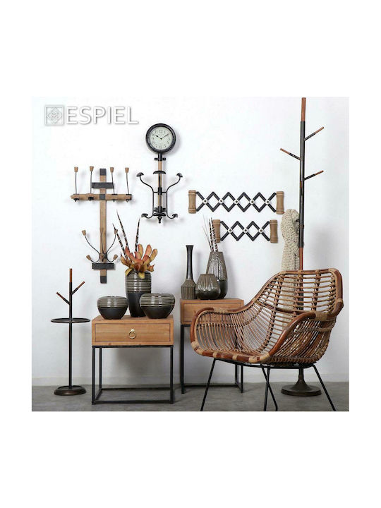 Espiel Κρεμάστρα Τοίχου Ξύλινη 6 Θέσεων Καφέ 80x16x80cm