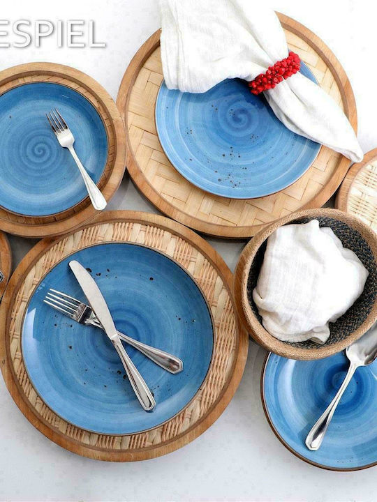 Espiel Terra Plate Soup made of Porcelain Blue with Diameter 23.5cm