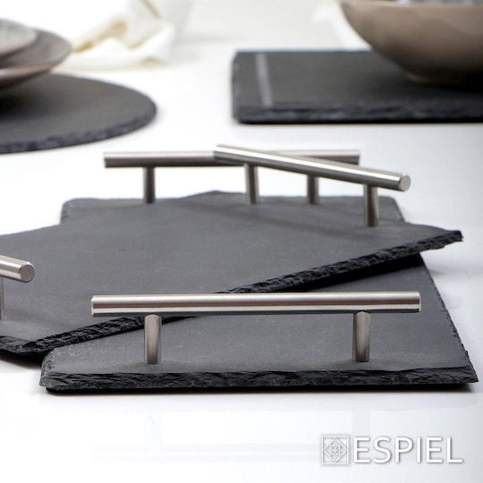 Espiel Servierplatte mit Griff Stein 30x20cm 1Stück