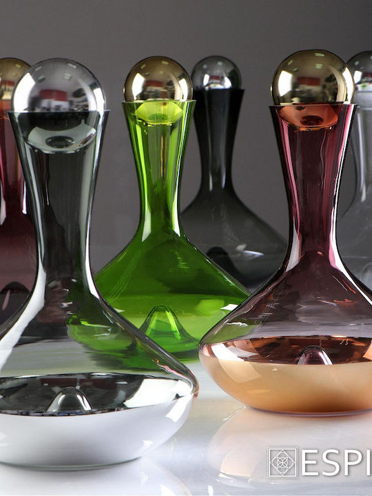 Espiel Glass Bottle Green/Gold Glass Wine Decanter with Stopper Green 1500ml