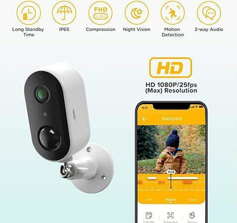 Laxihub W1-TY IP Камера за наблюдение Wi-Fi Full HD 1080p Водоустойчива с Двупосочна Комуникация
