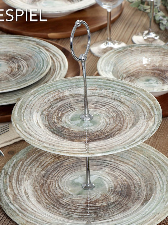 Espiel Κεραμική Εταζέρα 2 Ορόφων Πράσινη Ø27xY27cm