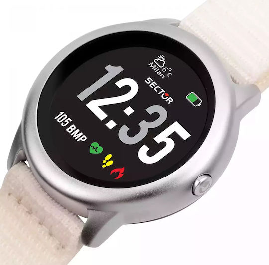 Sector S-01 46mm Smartwatch mit Pulsmesser (White Fabric Strap)