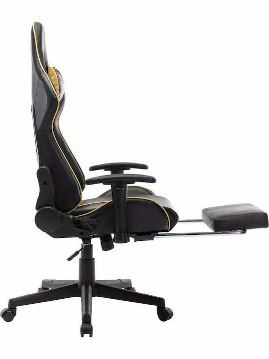 vidaXL 20512 Καρέκλα Gaming Δερματίνης με Ρυθμιζόμενα Μπράτσα και Υποπόδιο Χρυσή