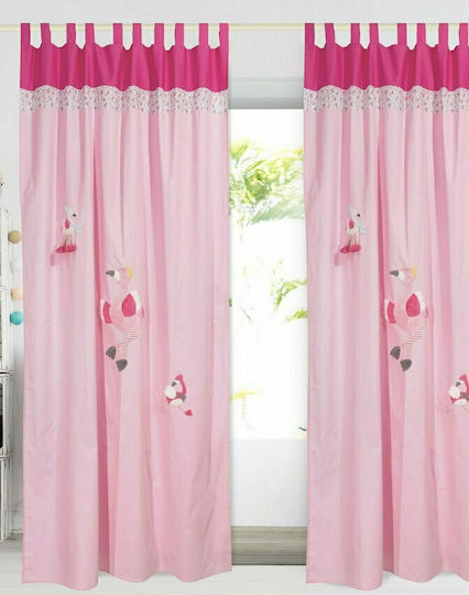 Das Home Kids Tab Top Curtain Dream Line Embroidery Pink 420142606464 140x260cm