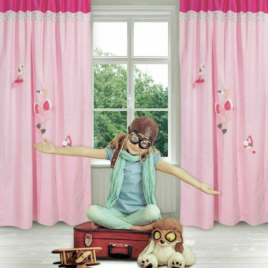 Das Home Kids Tab Top Curtain Dream Line Embroidery Pink 420142606464 140x260cm