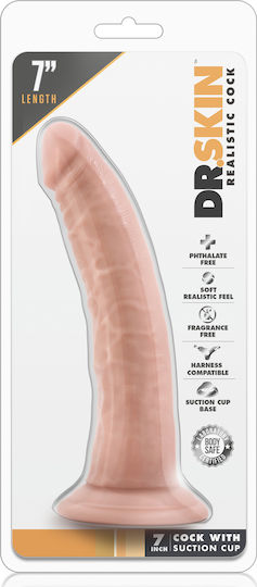 Dr. Skin Glass Dildo With Suction Cup Vanilla 19cm