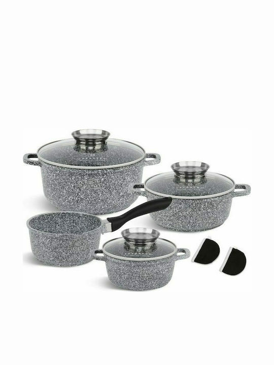 Edenberg Pots Set of Cast Aluminum with Stone Coating 7pcs