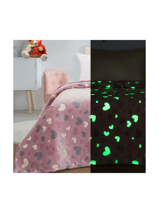 Beauty Home Kids Fleece Blanket Art 160x220cm Glow-in-the-Dark Pink