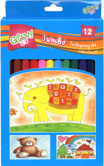 Groovy Jumbo Комплект цветни моливи с дебел връх Шестоъгълен 12бр Пакет от 1 опаковки