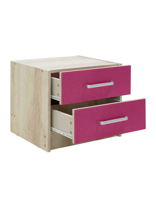 Wooden Kids Bedside Table Looney Pink 47.5x40.5x40.5cm