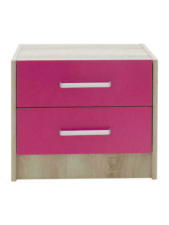 Wooden Kids Bedside Table Looney Pink 47.5x40.5x40.5cm