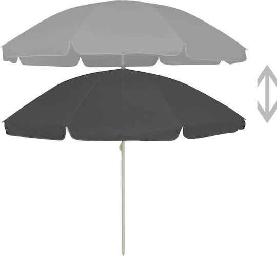 vidaXL Umbrelă Pliabilă De Plajă Diametru 2.4m Cu Protecție UV Gri