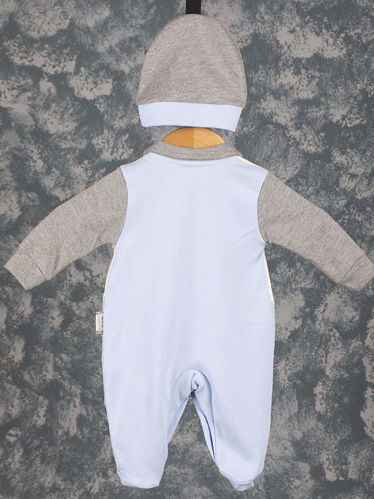 Baby Segeloverall hellblau/grau/weiß mit Mütze für Jungen (0-9 Monate)