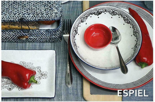 Espiel Roma Plate Shallow made of Porcelain Black Red with Diameter 27cm