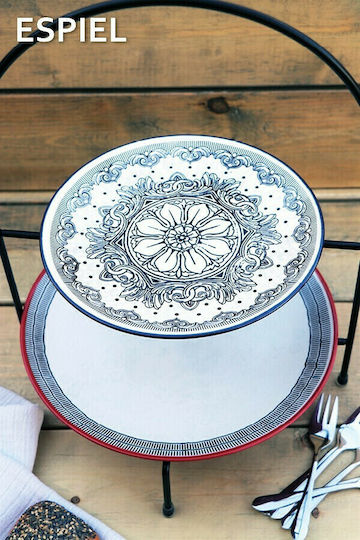 Espiel Roma Plate Shallow made of Porcelain Black Red with Diameter 27cm