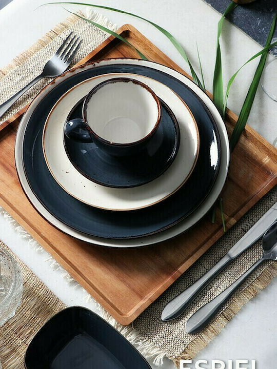 Espiel Terra Plate Shallow Ceramic Dark grey with Diameter 24.5cm 6pcs