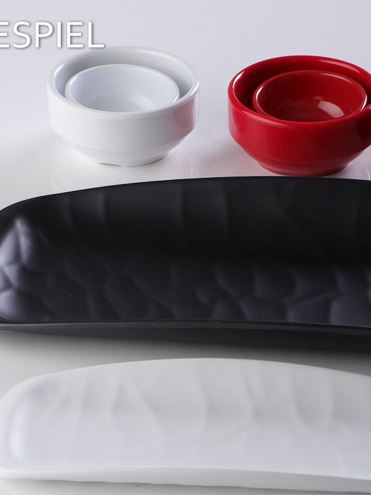 Espiel Wavy Plate Shallow Rectangular made of Melamine Matte Black 26.5x11cm