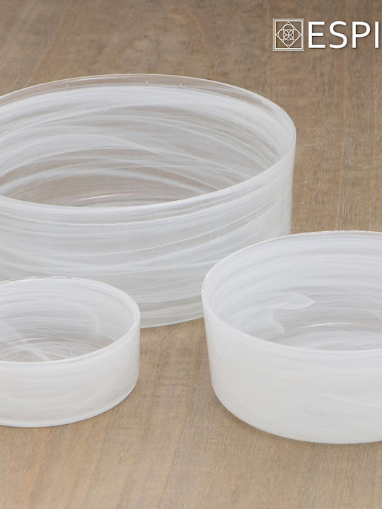 Espiel Atlas Alabaster Salad Bowl Glass White 21x21x8.5cm 1pcs