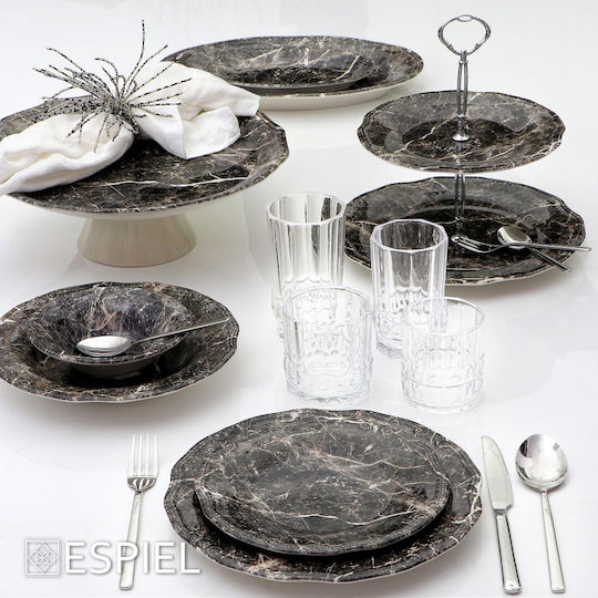 Espiel Marble Πιατέλα Σερβιρίσματος Οβάλ από Πορσελάνη Μαύρη 22x14εκ.