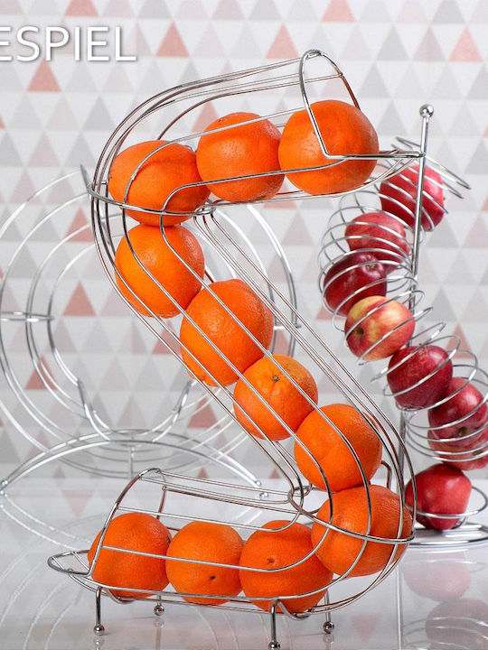 Espiel Spiral Fruit Bowl Metallic Silver 22x22x47cm