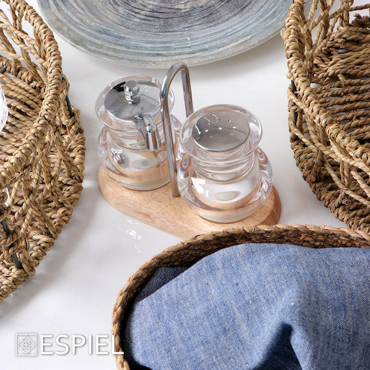Espiel Rubberwood Salt and Pepper Set Glass with Stand 2pcs