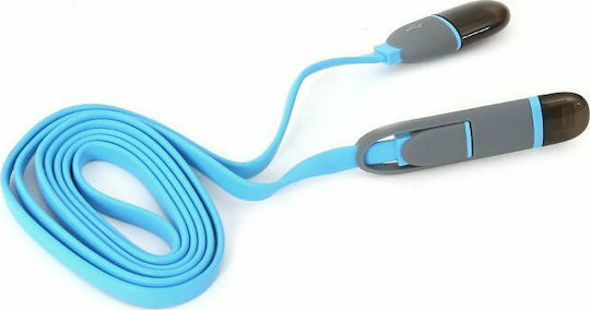 Platinet Flat USB to Lightning / micro USB Cable Μπλε 1m (PL42871)