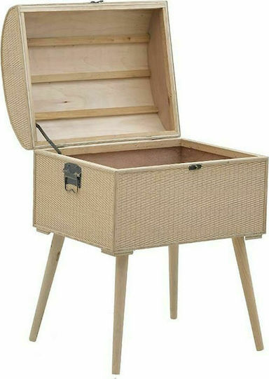 Inart Wooden Decorative Trunk Beige 50x39x66cm