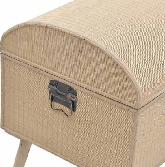 Inart Wooden Decorative Trunk Beige 50x39x66cm