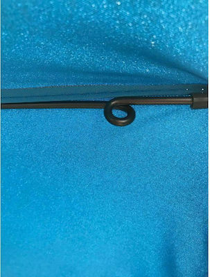 Campo Retro Strandsonnenschirm Silber/Capri Durchmesser 1.90m mit UV Schutz und Belüftung Blue