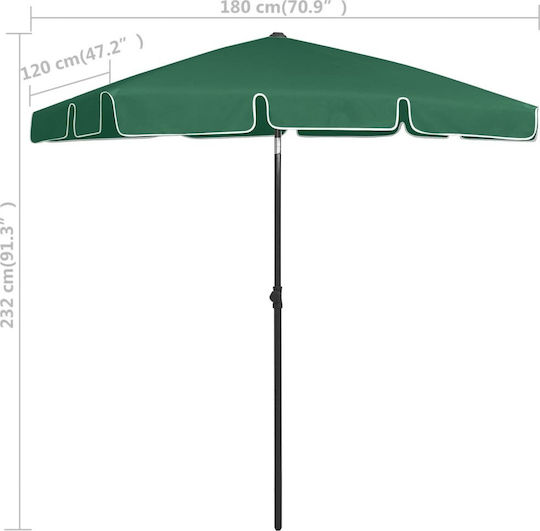 vidaXL Folding Beach Umbrella Diameter 1.8m with UV Protection Green