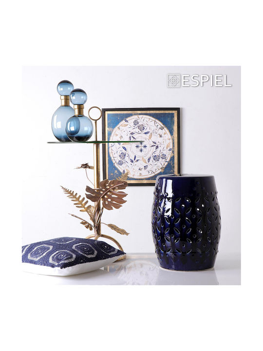Stool For Living Room Ceramic Blue 34x34x46cm