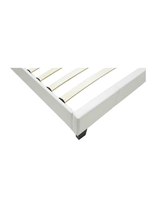 Nevil Bett Einzelbett Mit Kunstleder bezogen White mit Latten für Matratze 100x200cm
