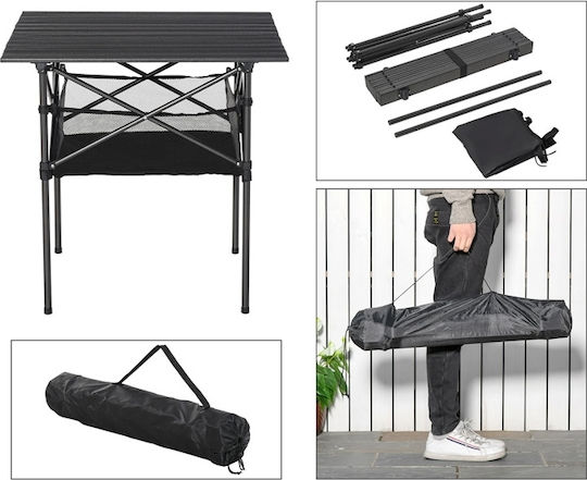 Outsunny Τραπέζι Μεταλλικό για Camping Πτυσσόμενο 70x70x69cm Μαύρο