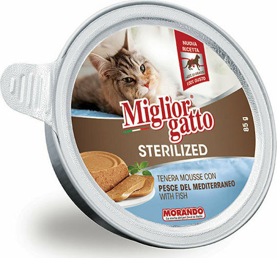 Morando Miglior Gatto Sterilised Υγρή Τροφή για Ενήλικες Γάτες σε Ταψάκι με Ψάρια 85gr