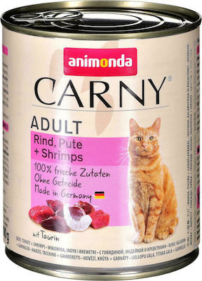 Animonda Carny Adult Nasses Katzenfutter für Katze in Dose mit Rindfleisch, Türkei und Shrimps 800gr