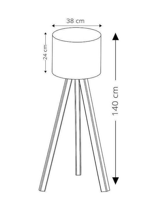 Pakketo PWL-0002 Modern Floor Lamp E27 H140xW38cm Yellow