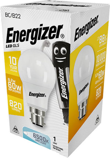 Energizer Λάμπα LED 8.2W για Ντουί B22 Ψυχρό Λευκό 806lm