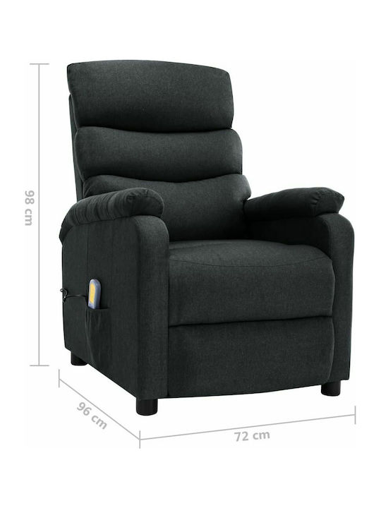 Πολυθρόνα Relax Massage με Υποπόδιο Σκούρο Γκρι 72x96x98cm