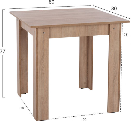 Kelvin Tisch Küche Holz Sonama Oak 80x80x77cm