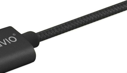 Savio Braided USB 2.0 Cable USB-C Male - USB-A Black 2m CL-129