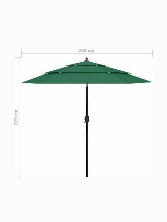 Round Aluminum Garden Parasol Green F2.5xY2.29m